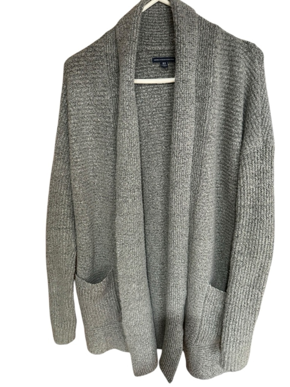 Gray Open Front Cardigan Cozy Knit Sweater Soft Minimalist Casual Layering XS